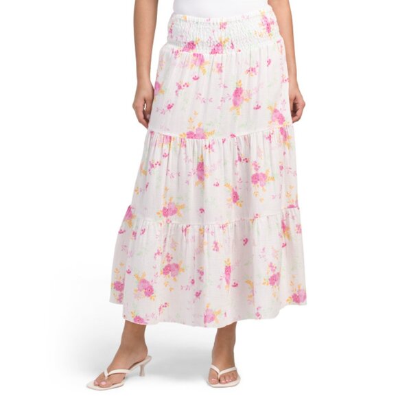 VELVET HEART Pink Rose Tiered Maxi Skirt - Picture 1 of 2